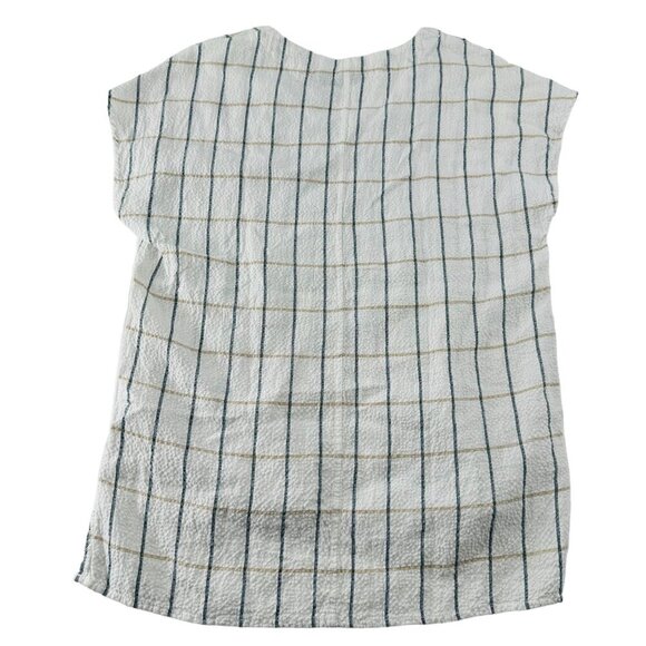 Tahari Womens Linen Cotton Blend Checkered V-Neck Top Size S - Picture 4 of 6